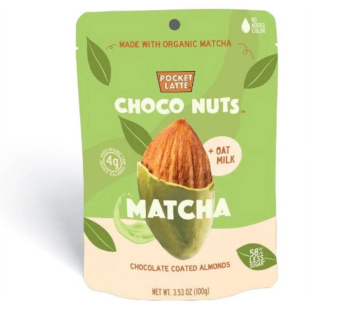 (Pack of 6) Pocket Latte Choco Nuts Matcha Chocolate Coated Almonds, 3.53 oz