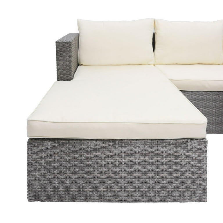 Abble 3 piece wicker cheap sectional conversation set with cushions