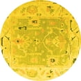 thumbnail image 1 of Ahgly Company Machine Washable Indoor Round Oriental Yellow Traditional Area Rugs, 3' Round, 1 of 4
