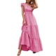 thumbnail image 1 of VISgogo Vestido largo de playa de verano para mujer, manga con volantes, cuello en V, bohemio, floral, línea A VISgogo  moda, 1 of 6
