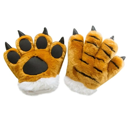 

1pc Simulation Animal Palm Plush Toy Creative Children Glove Toy Hair Band Game Prop Toy Lovely Animal Palm Shape Toy Cartoon Animal Palm Glove Toy for Kids Playing Brown Tiger Grain Style