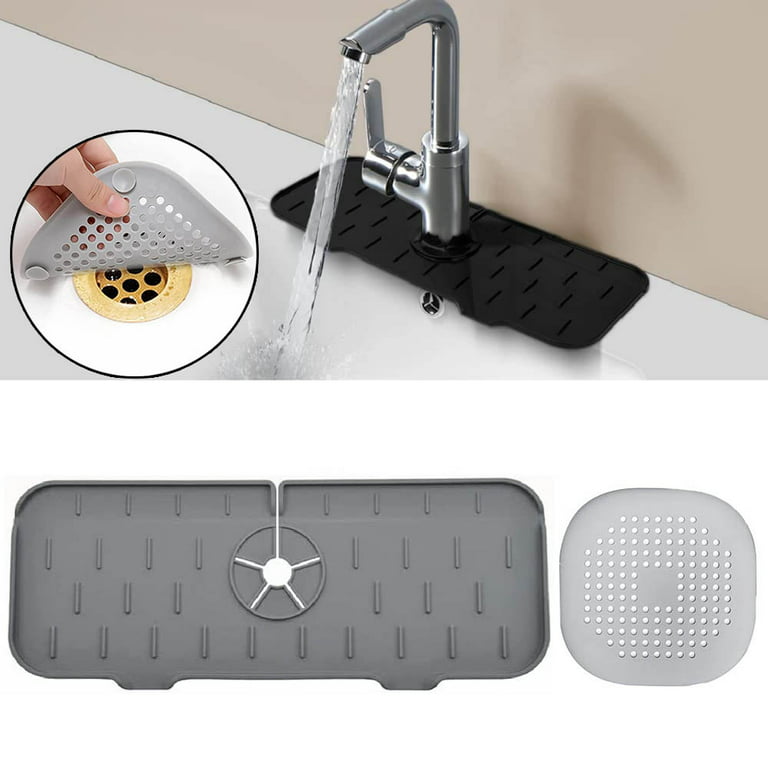Kitchen Silicone Faucet Absorbent Mat Sink Splash Guard Countertop Protector  Mat Draining Pad for Bathroom Sink