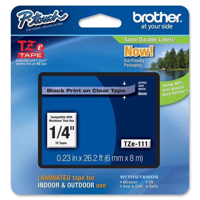Brother 6mm (1/4) Black on Cl Brother TZE111BROTHER