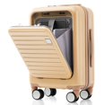 thumbnail image 2 of 20-Inch Front Opening Carry-On Luggage with Expandable Travel Bag Set, ABS Two-piece Versatile Combo Suitcase Set with USB Port and Cup Holder, Champagne, 2 of 7