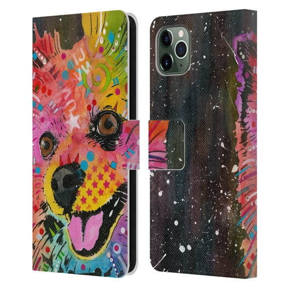 Head Case Designs Officially Licensed Dean Russo Dogs Pomeranian Leather Book Wallet Case Cover Compatible with Apple iPhone 11 Pro Max