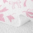 thumbnail image 5 of meiyoeat Kawaii Pink Bow Bed Spread Queen for Girls, Ribbon Queen Coverlet Set for Bedroom, Pink White, 3 Pieces, 5 of 7