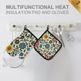 thumbnail image 4 of Yayeee Oven Mitts and Pot Holder Set of 2 Heat Resistant Kitchen Gloves Baking Hot Pad, Vibrant Floral, 4 of 5