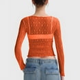 thumbnail image 5 of RYRJJ Womens Sheer Mesh Long Sleeve Cropped Tops Crew Neck See Through Tee Shirts Party Club Night Lace Blouse(Orange,XL), 5 of 6