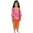 thumbnail image 1 of Ahhaaaa Cotton Jaipuri Print Frill Sleeves Frock Style Kurti with Dhoti Salwar for Baby Girls, 1 of 5