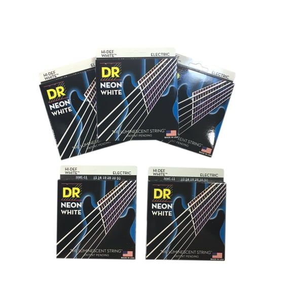 DR Strings Guitar Strings 5 Pack Electric Neon White 11-50 Heavy