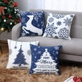 thumbnail image 4 of Christmas Pillow Covers Set of 4, 20X20" Christmas Decorations Merry Christmas Snowflake Throw Pillow Covers Deer Xmas Tree Decor, Blue, 4 of 6