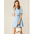 thumbnail image 2 of INSPIRE CHIC Women's Casual Short Sleeve Solid Color Button Down Shirt Dress, 2 of 6