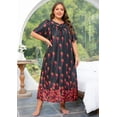 thumbnail image 3 of PinkBeautiM Plus Size Maxi Nightgowns for Women House Dress with Pockets Short Sleeve Sleepwear, 3 of 6