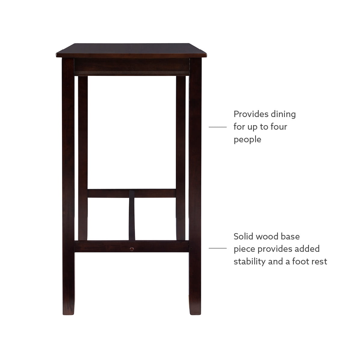Linon Cessford Bar Height Pub Table, 42" Tall, Dark Walnut