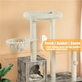 thumbnail image 6 of Yaheetech Litter Box Enclosure with Condo, Perch, Scratching Posts, Greige/Beige, 6 of 7