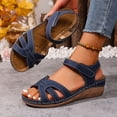 thumbnail image 3 of Rokment Womens Platform Wedges Dressy Sandals 2026 Summer Comfortable Leather Open Toe Orthopedic Arch Support Walking Sandals for Woman Beach D Size 8.5, 3 of 7