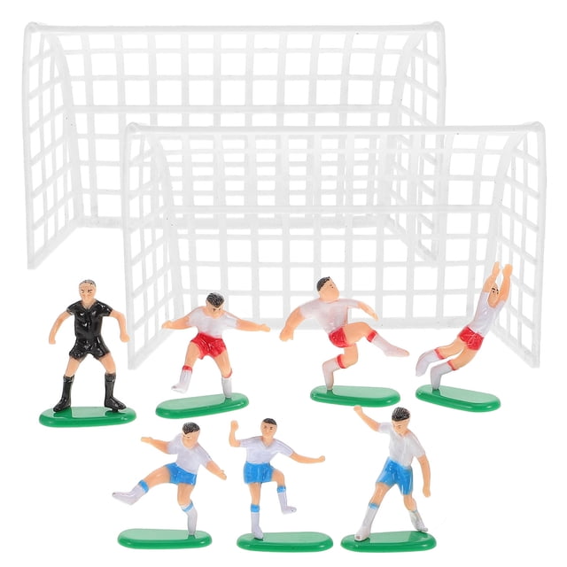 OUNONA Adorno Para Pastel De Fútbol De Plástico Inodoro Con Jugadores Y Porterías Para Fiestas