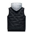 thumbnail image 4 of dzxyzu Men's Outdoor Winter Hooded Vest Casual Water-Resistant Puffer Jacket Thicken Vest Outdoor Vest Top Riding Skiing Fishing Puffer Sleeveless Vest Black, 4 of 5