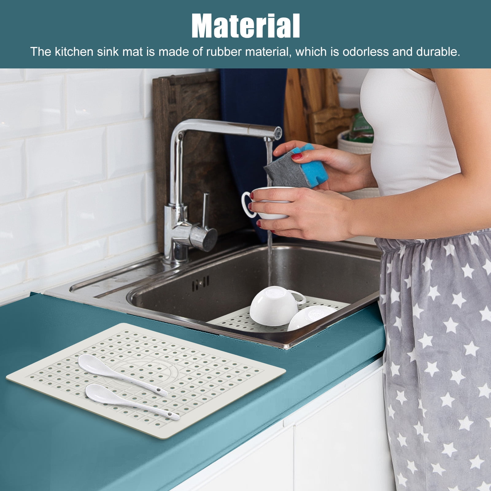 Handy Housewares 10 x 12 Square Textured Rubber Sink Protector Drain