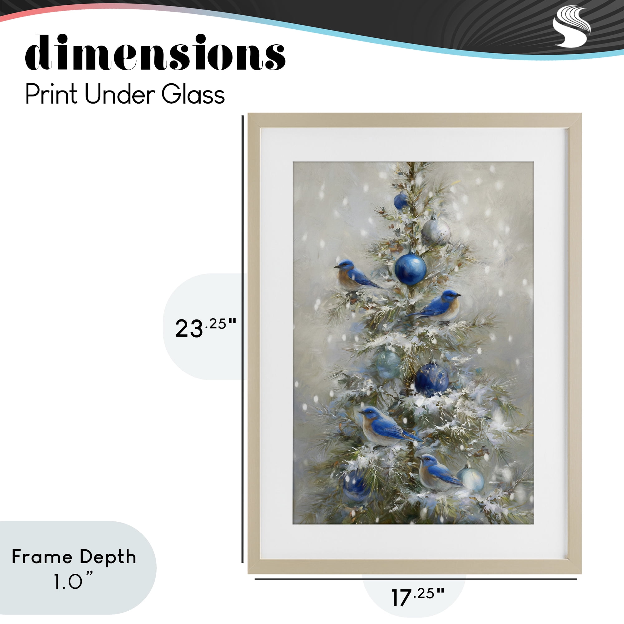 Stupell Industries Blue Bird Christmas Tree Birch Framed Print Under Glass, design by Tina LeCour