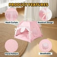 thumbnail image 4 of Cute Cat Tent Decorative Outdoor/Indoor Floral Cats Cave Bed Portable for Indoor Cats and Small Dogs with Soft Cool Mat Outside Summer Cat House Large 20x20x18 in (Green2), 4 of 7