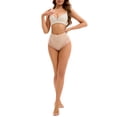 thumbnail image 2 of INSPIRE CHIC Women's Lace Trim High-Waisted Underwear Briefs Underpants S Beige, 2 of 4