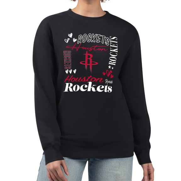 Women's G-III 4Her by Carl Banks Black Houston Rockets Collage Team Graphic Fleece Pullover Sweatshirt
