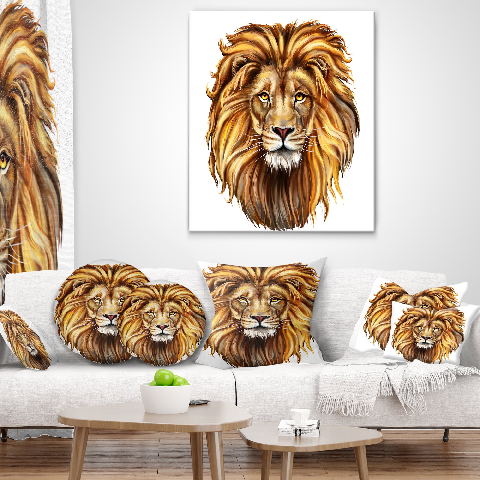 Designart King Lion Aslan - Animal Throw Pillow - 16x16