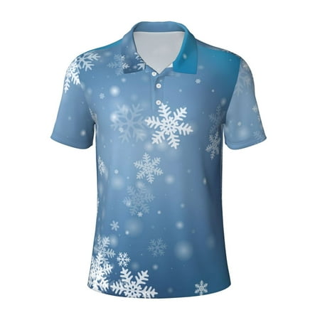 Cauagu Snowflakes1 Print Men s Polo Shirts Short-Sleeve Polo Shirts for Men Performance Golf Shirt Athletic Casual Collared T-Shirt-Small