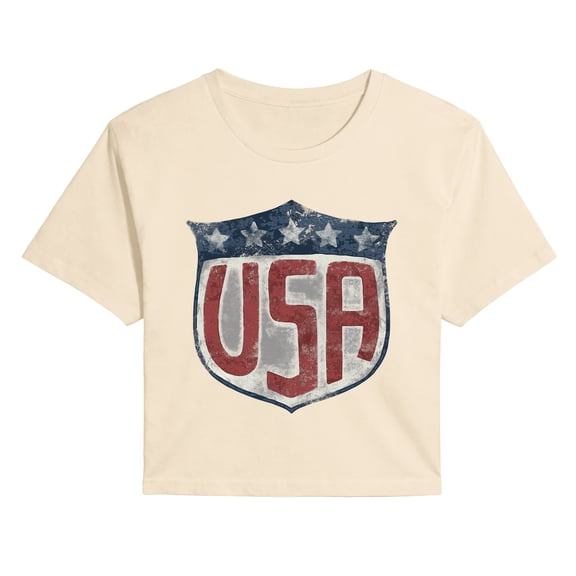 Instant Message - USA Shield Cropped Graphic T-Shirt