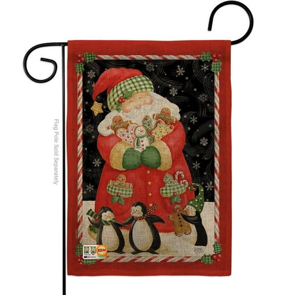 Breeze Decor BD-XM-G-114105-IP-DB-D-US14-AM 13 x 18.5 in. Santa & Cookies Burlap Winter Christmas Impressions Decorative Vertical Double Sided Garden Flag