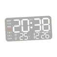 thumbnail image 3 of Reloj de pared digital con visualización de fecha de la semana, moderno, práctico, despertador LED, reloj de escritorio para dormitorio y aula Concha blanca, 3 of 8
