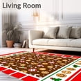thumbnail image 2 of ODIKA 4'x6' Machine Washable Non-Slip Area Rug, Whimsical Gingerbread Cookie with Cane Stripes High Traffic Rug, Brown, 734802, 2 of 7
