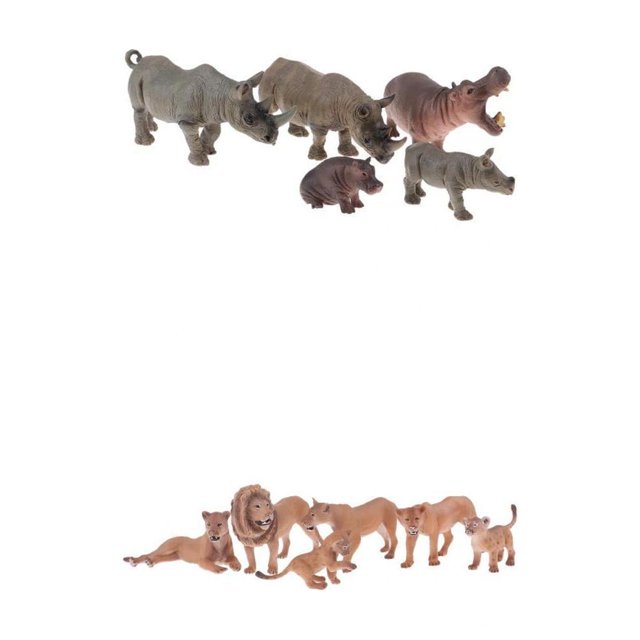 6x Modelo sólido de animales Realistas Grandes juguetes de animales + 5x Conjunto de hipopótamos P