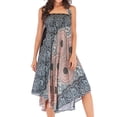 thumbnail image 2 of SWSMCLT Women's Midi Summer Dress Ladies Casual Sundress Gypsy Handkerchief Asymmetric Flowy Long Beach Skirt Hippie Boho Dresses Billowy Swing Pleated Patterned2 Teal Green Small-Large, 2 of 5