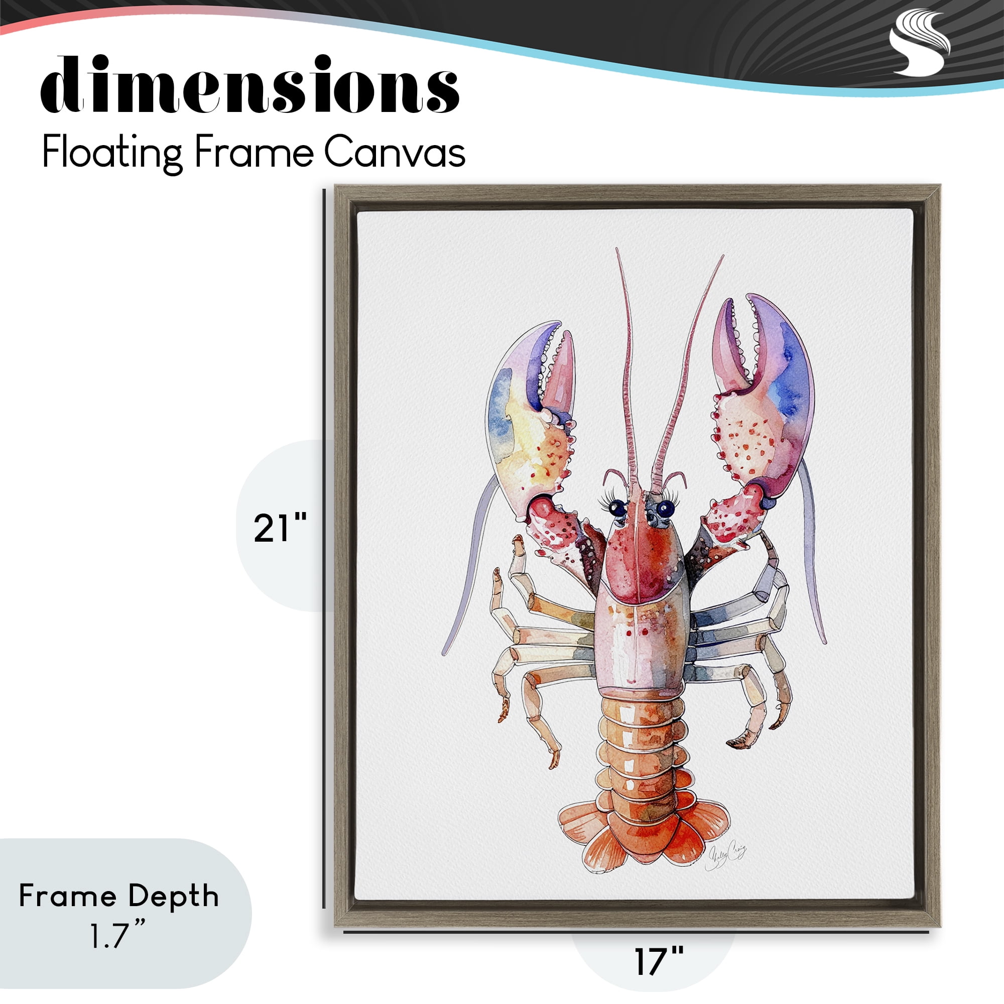Stupell Industries Coral Claw Lobster Brown Framed Floater Canvas Wall Art, design by Shelly Craig