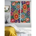 thumbnail image 2 of Boho Teal Flower Sheer Curtains 63 Inch Length 2 Panels Set, Spring Bohemia Chic Red Yellow Floral Voile Window Treatment Rod Pocket Curtains Sheers Drapes for Bedroom/Living Room/Kitchen 52x"63"x2, 2 of 7