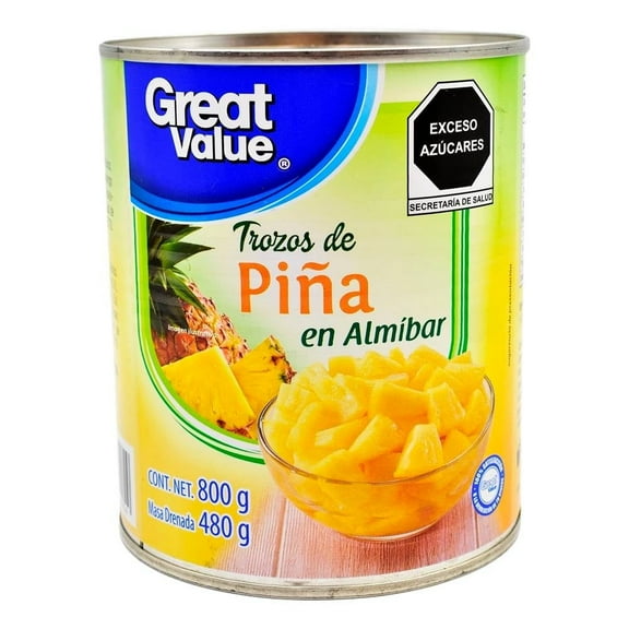 Trozos de piña Great Value en almíbar 800 g