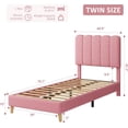 thumbnail image 2 of Light rosa tamaño individual marco de cama: bouclé forrado platform con wave cabecero para girls, fácil montaje, de madera slats support, no box spring, 2 of 5