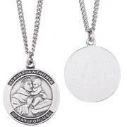 Personalized Planet Engraved St. Anthony Medal Sterling Silver Pendant