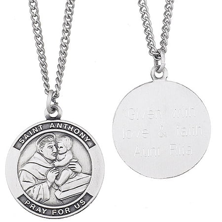 Personalized Planet Engraved St. Anthony Medal Sterling Silver Pendant