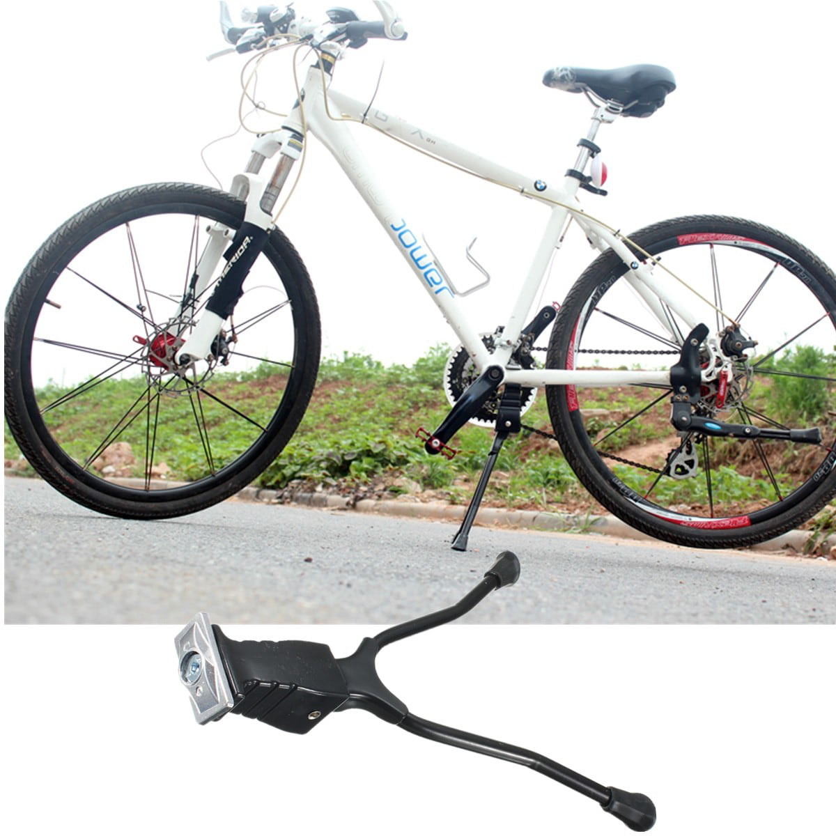 Aluminum Bicycle Cycle Bike Cycling Park Side Leg Rod Kick Stand Kickstand Black