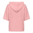 thumbnail image 2 of Caywon Women's Sweater, Hooded 3/4 Sleeve Button Front with Drawstring and Ribbed Trim, Loose Knit Casual Fall Winter Daily Wear for Women, 2 of 8