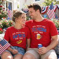 thumbnail image 5 of Pregnancy Announcement Matching Couple Comfort Colors Shirts, Eating For Two Drinking For Two Tee Set, 4th Of July BBQ Gift For New Parents, 5 of 7