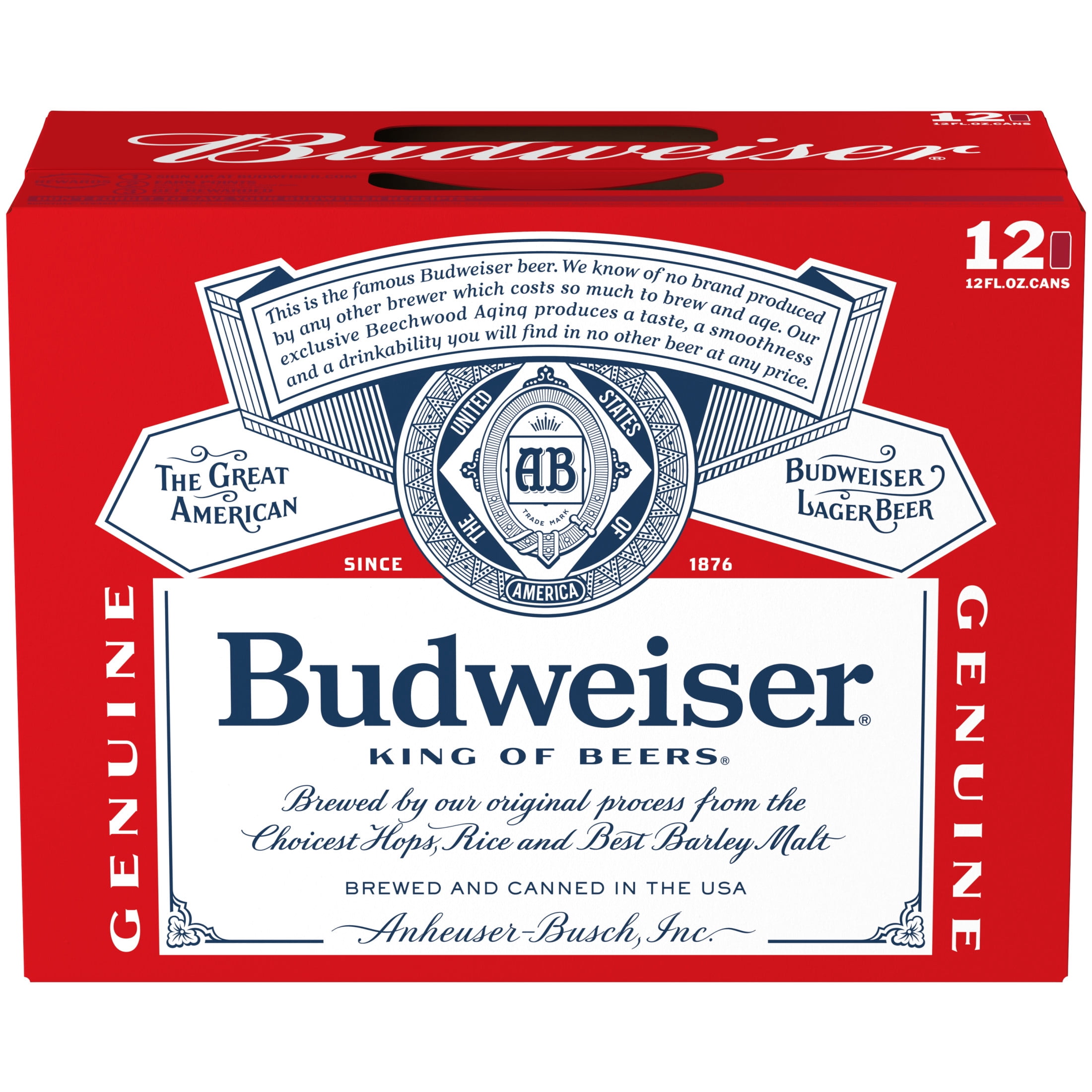 Budweiser American Lager Beer 12 pack 12 fl oz Aluminum Cans 5% ABV