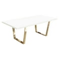 thumbnail image 3 of Mirage Rectangular Dining Table w/ White Lacquer Top and Polished Gold Metal Base by Diamond Sofa, 3 of 8