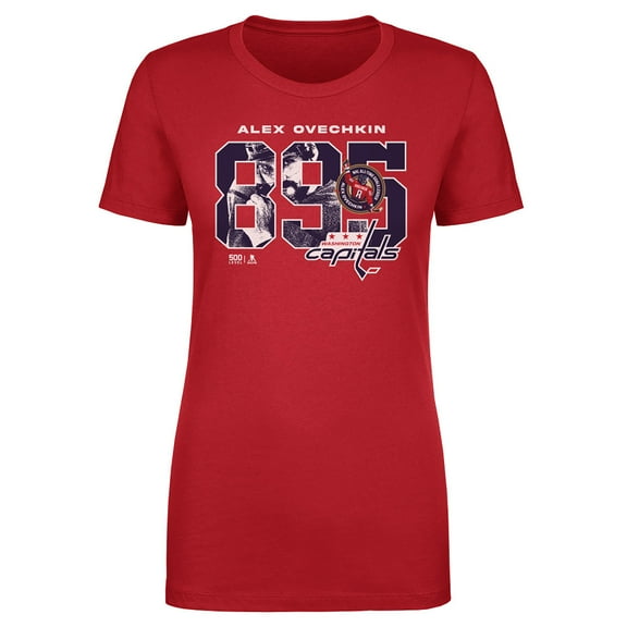 Women's 500 Level Alexander Ovechkin Red Washington Capitals NHL All-Time Leading Goal Scorer Overlay T-Shirt