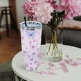 thumbnail image 6 of Butterfly 40 Oz Tumbler with Handle and Straw, Purple Butterfly Large Big Stainless Steel Vacuum Insulated Tumbler Coffee Cup Water Bottle Travel Mug,Butterfly Gifts for Women Decor Accessories Stuff, 6 of 6