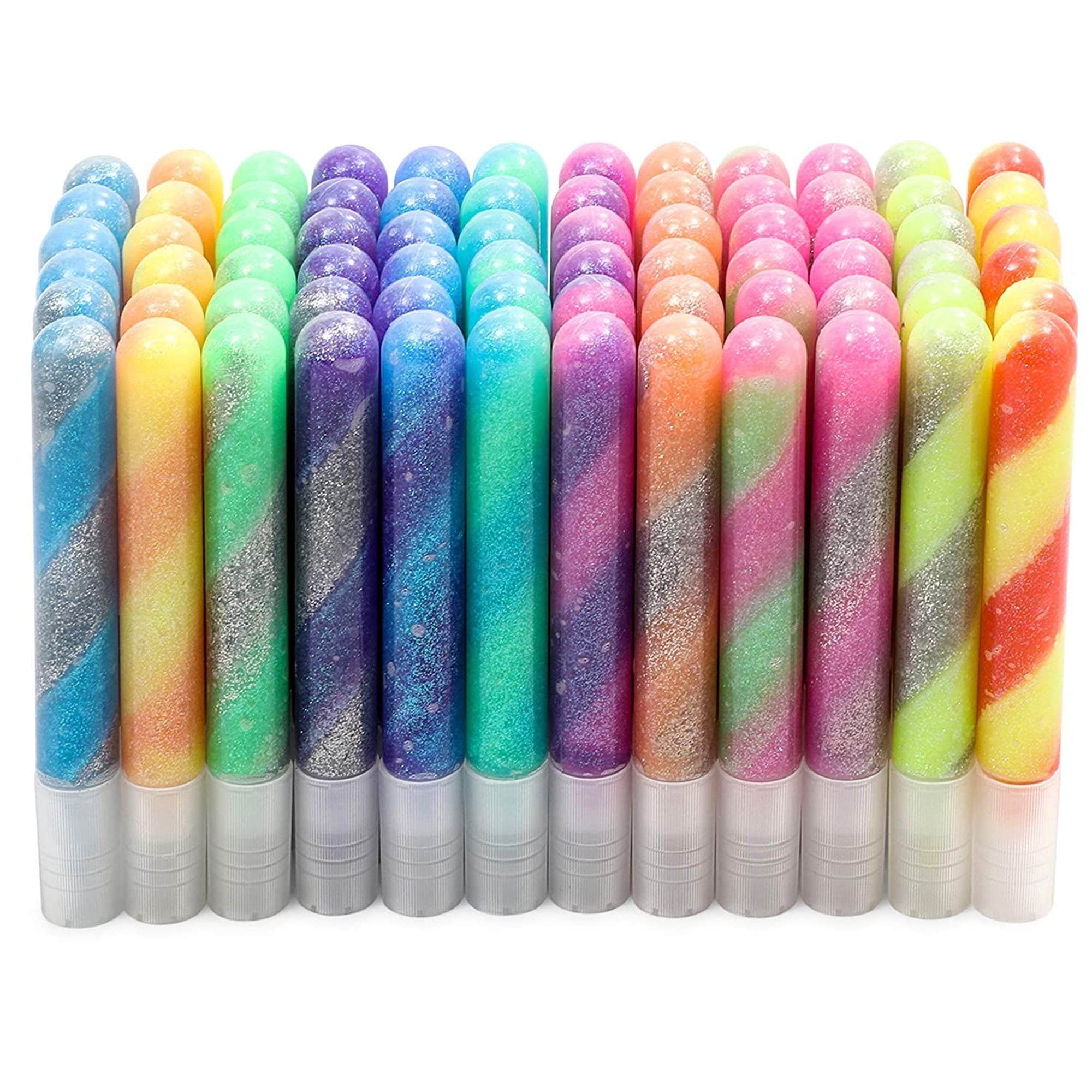 72 Pack Glue with Glitter Gel Pens for Kids, 0.35 Oz Rainbow Glue Stick Set  for Arts and Crafts Projects, Slime Supplies, Scrapbooking, Cards (12