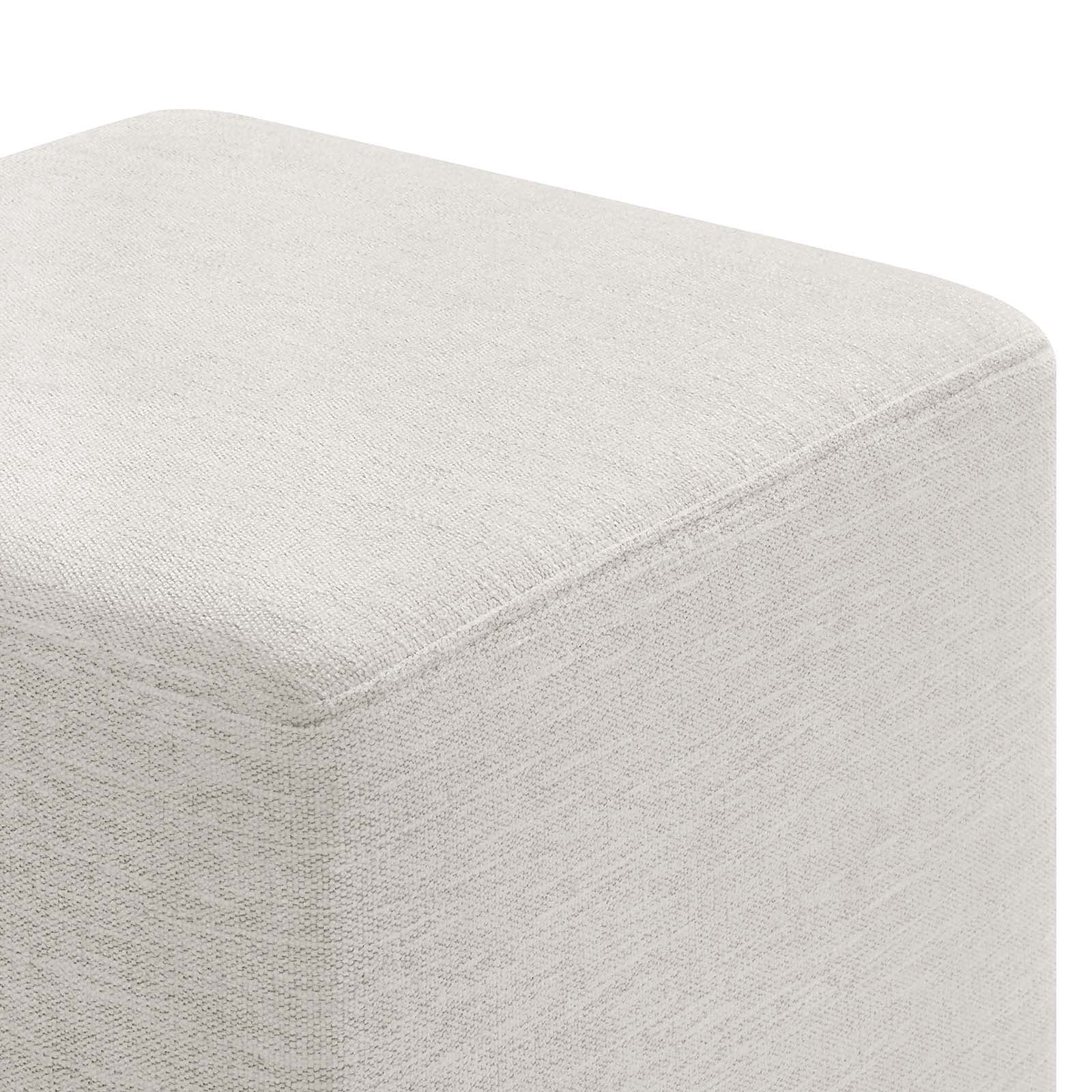 Callum 17" Square Woven Heathered Fabric Ottoman in Heathered Weave Ivory